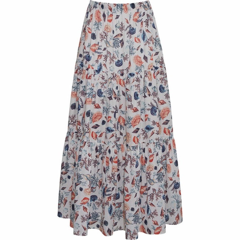 Cara Cara Melanie Skirt in Seashell Ivory Flowy Cotton Size XS Resortwear